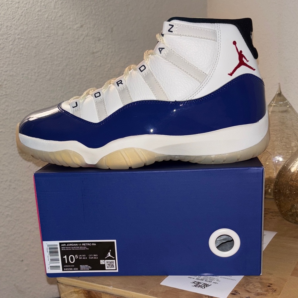 Jordan 11 Retro (Rare Air) High in Blue, Red and Cream